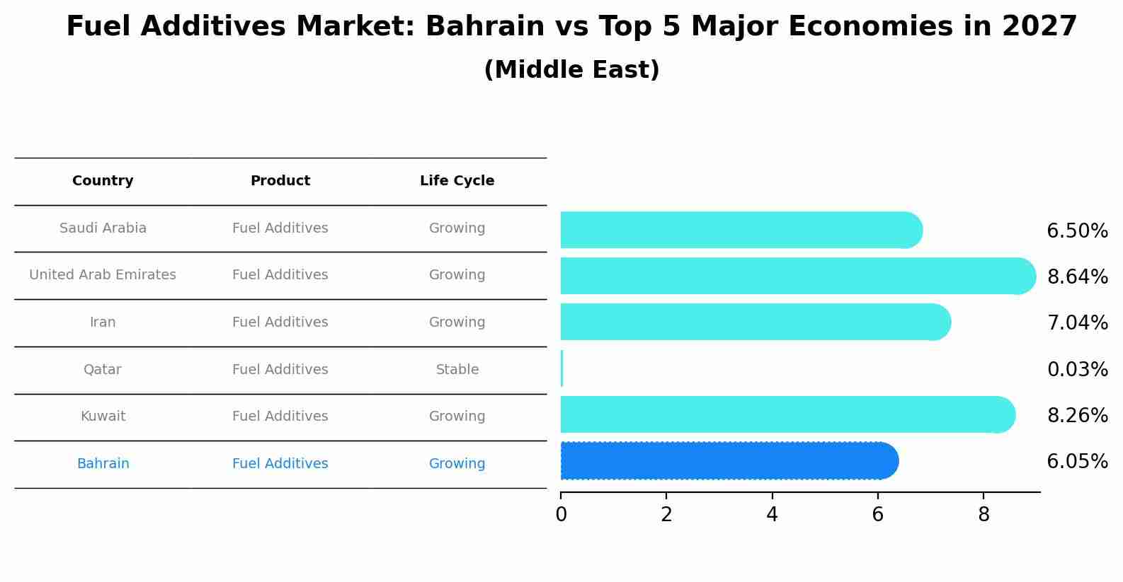 Fuel Additives Market: Bahrain vs Top 5 Major Economies in 2027 (Middle East)