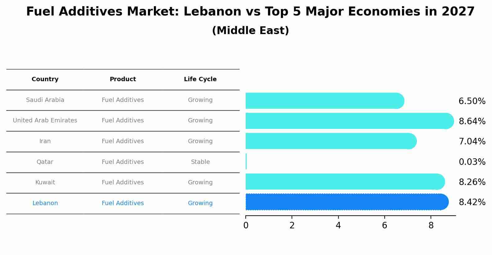 Fuel Additives Market: Lebanon vs Top 5 Major Economies in 2027 (Middle East)