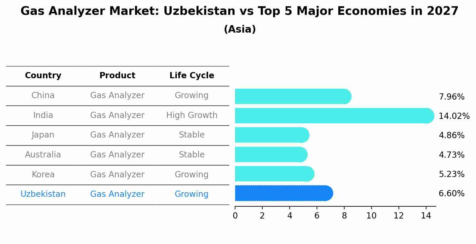 Gas Analyzer Market: Uzbekistan vs Top 5 Major Economies in 2027 (Asia)