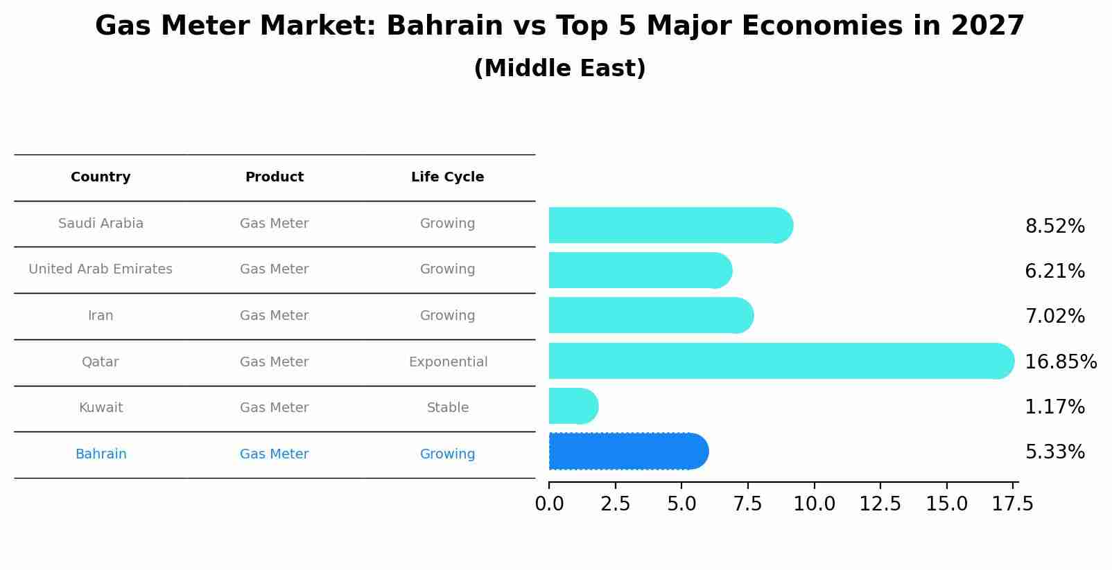 Gas Meter Market: Bahrain vs Top 5 Major Economies in 2027 (Middle East)