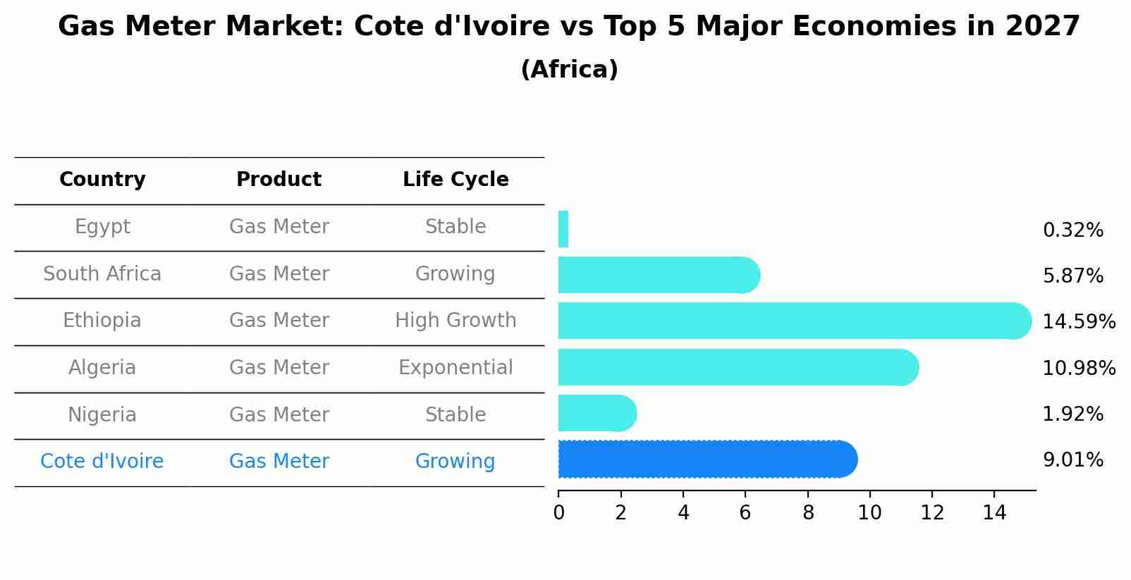Gas Meter Market: Cote d'Ivoire vs Top 5 Major Economies in 2027 (Africa)