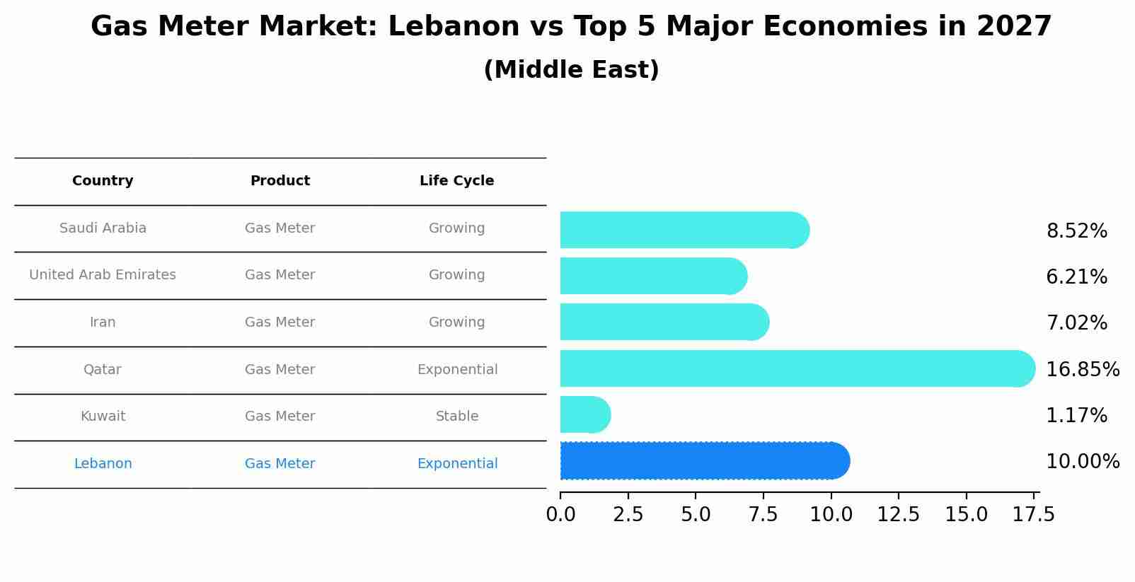 Gas Meter Market: Lebanon vs Top 5 Major Economies in 2027 (Middle East)