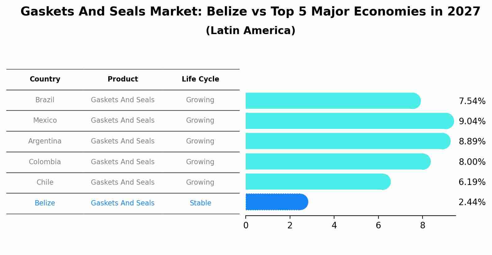 Gaskets And Seals Market: Belize vs Top 5 Major Economies in 2027 (Latin America)