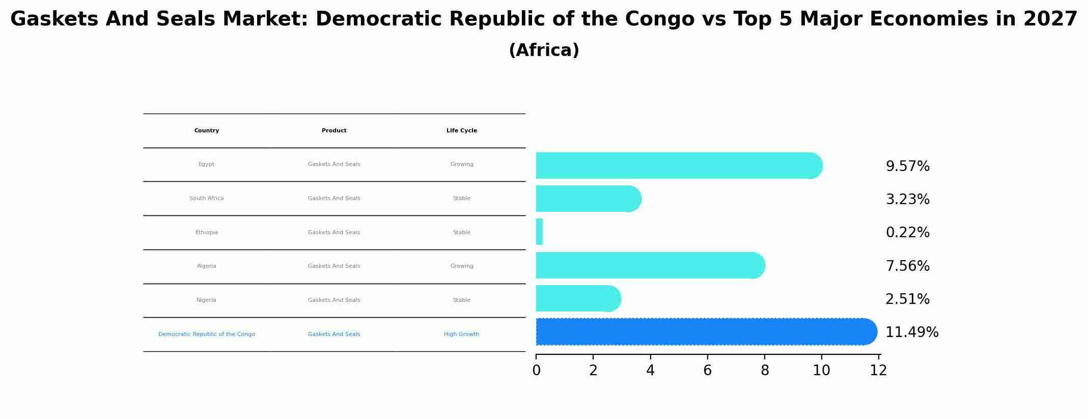 Gaskets And Seals Market: Democratic Republic of the Congo vs Top 5 Major Economies in 2027 (Africa)