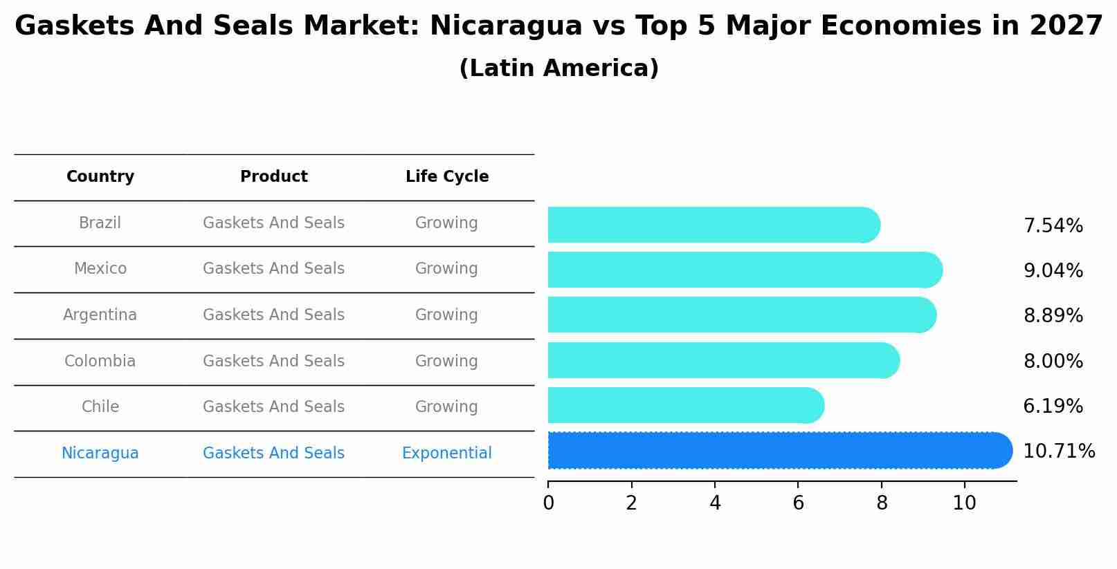 Gaskets And Seals Market: Nicaragua vs Top 5 Major Economies in 2027 (Latin America)