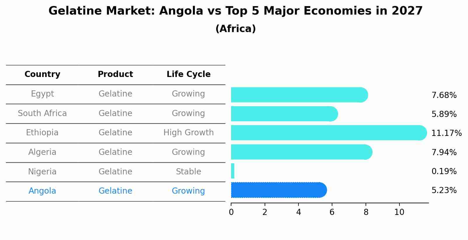 Gelatine Market: Angola vs Top 5 Major Economies in 2027 (Africa)