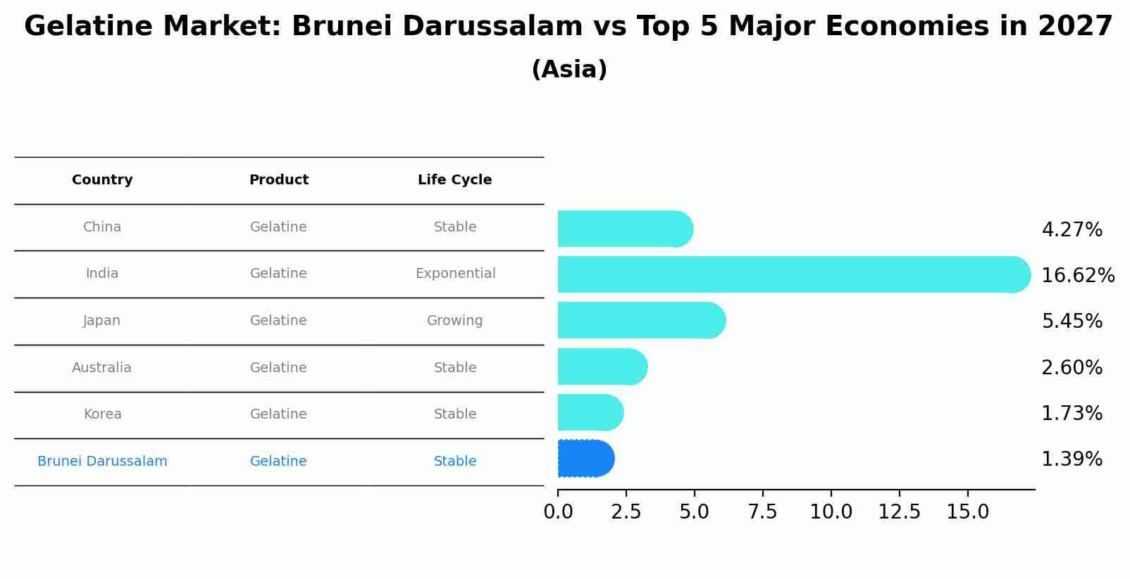 Gelatine Market: Brunei Darussalam vs Top 5 Major Economies in 2027 (Asia)