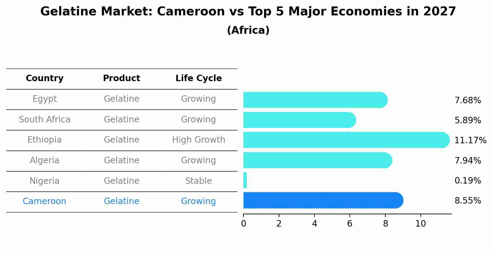 Gelatine Market: Cameroon vs Top 5 Major Economies in 2027 (Africa)
