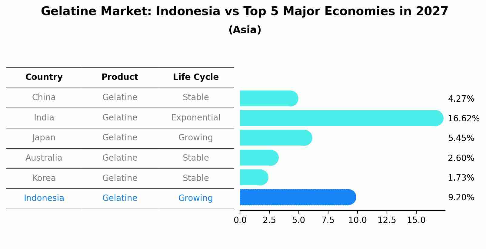Gelatine Market: Indonesia vs Top 5 Major Economies in 2027 (Asia)