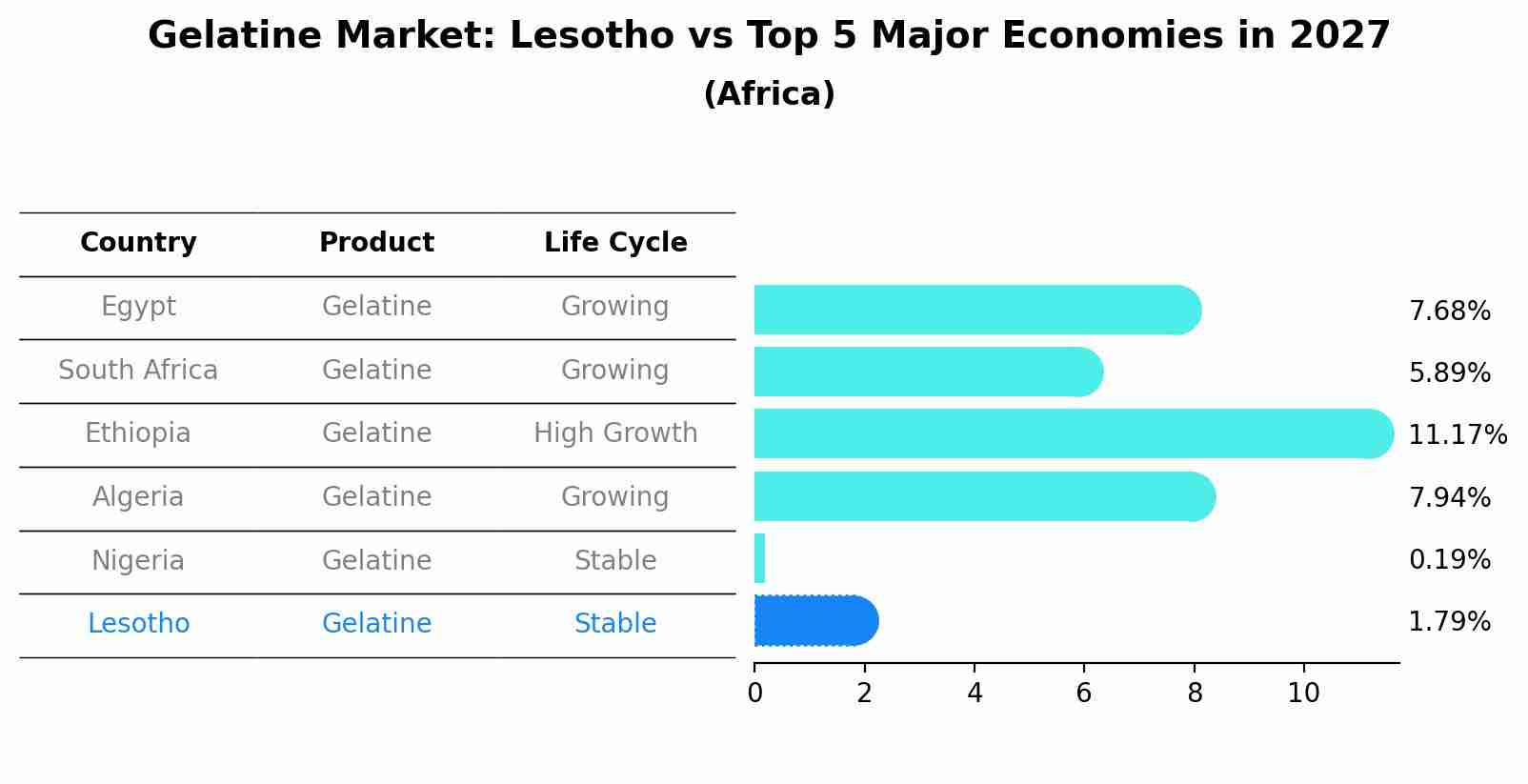 Gelatine Market: Lesotho vs Top 5 Major Economies in 2027 (Africa)