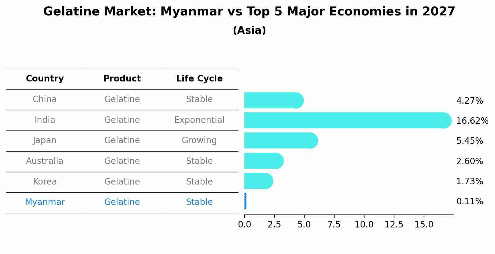 Gelatine Market: Myanmar vs Top 5 Major Economies in 2027 (Asia)