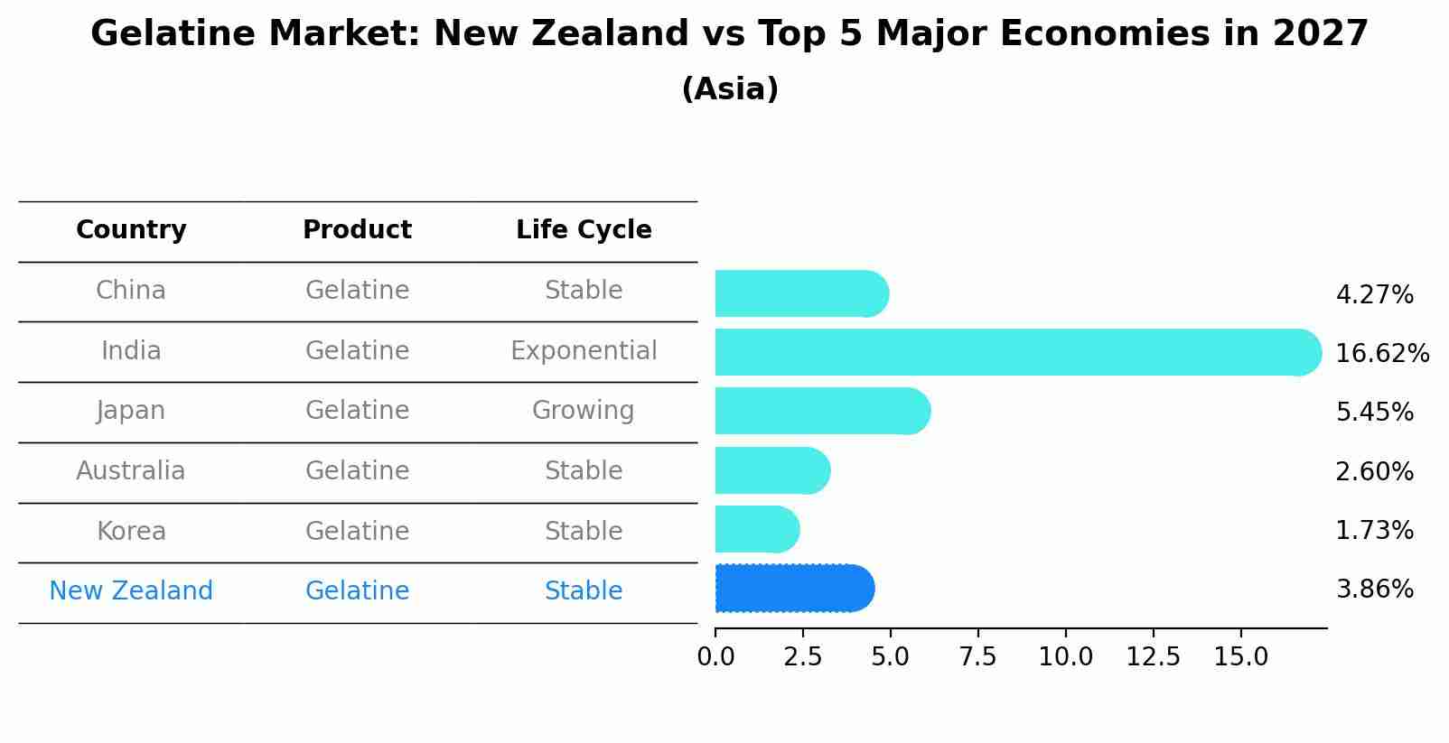 Gelatine Market: New Zealand vs Top 5 Major Economies in 2027 (Asia)