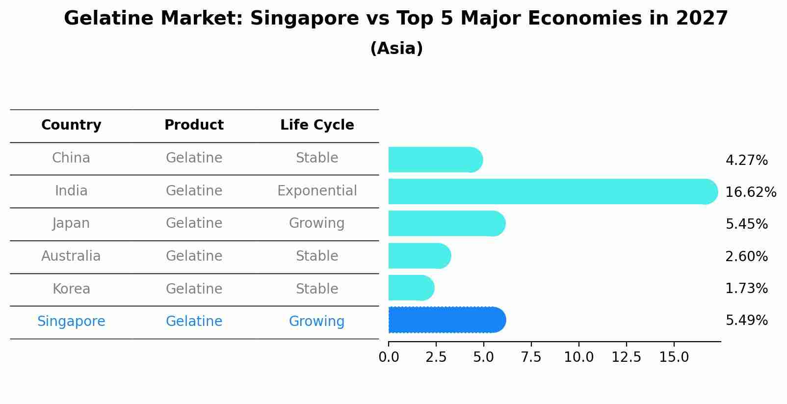 Gelatine Market: Singapore vs Top 5 Major Economies in 2027 (Asia)