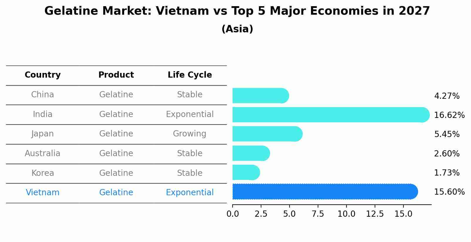 Gelatine Market: Vietnam vs Top 5 Major Economies in 2027 (Asia)