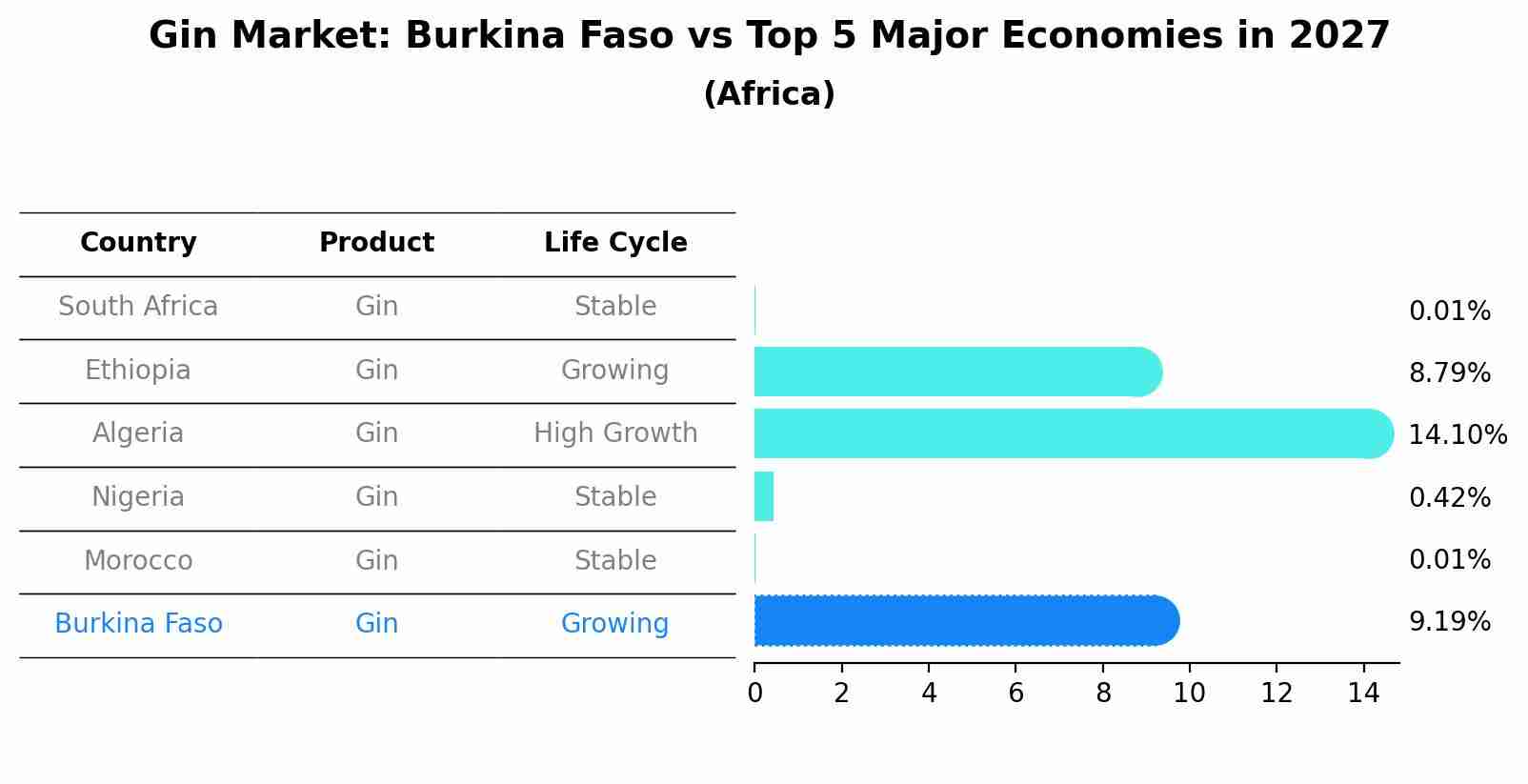 Gin Market: Burkina Faso vs Top 5 Major Economies in 2027 (Africa)