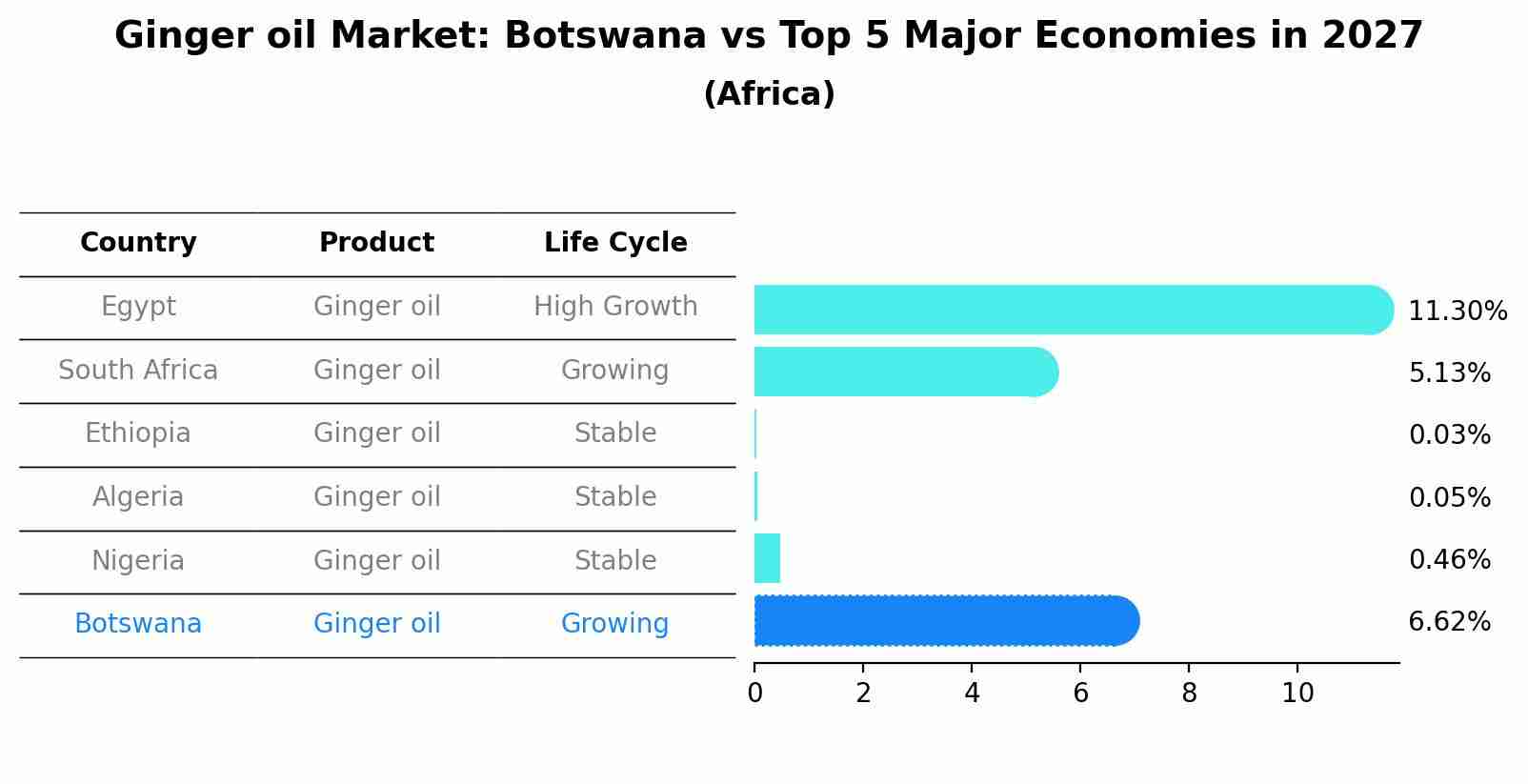 Ginger oil Market: Botswana vs Top 5 Major Economies in 2027 (Africa)