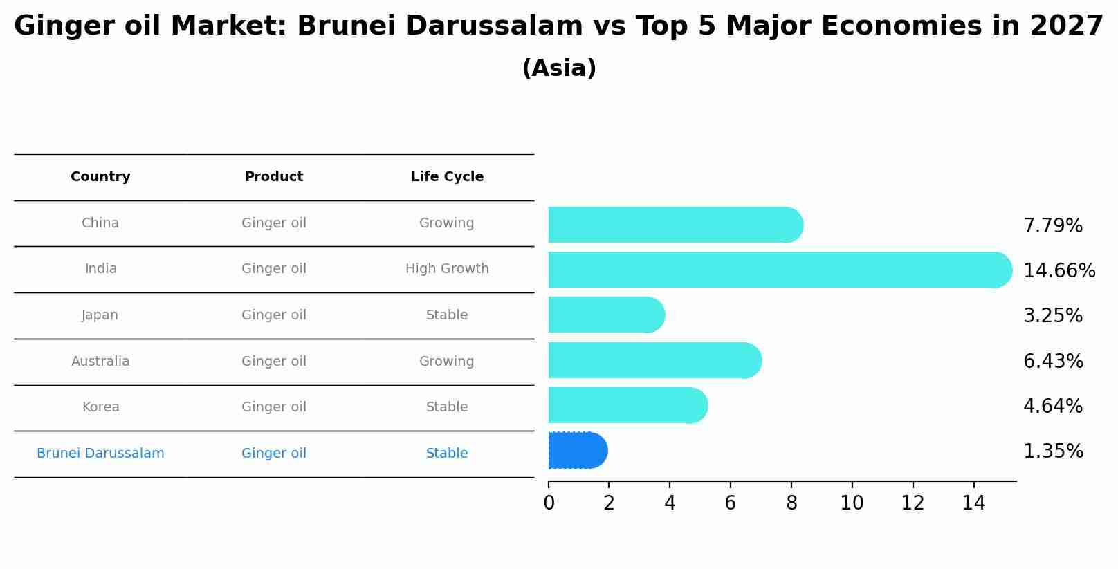 Ginger oil Market: Brunei Darussalam vs Top 5 Major Economies in 2027 (Asia)