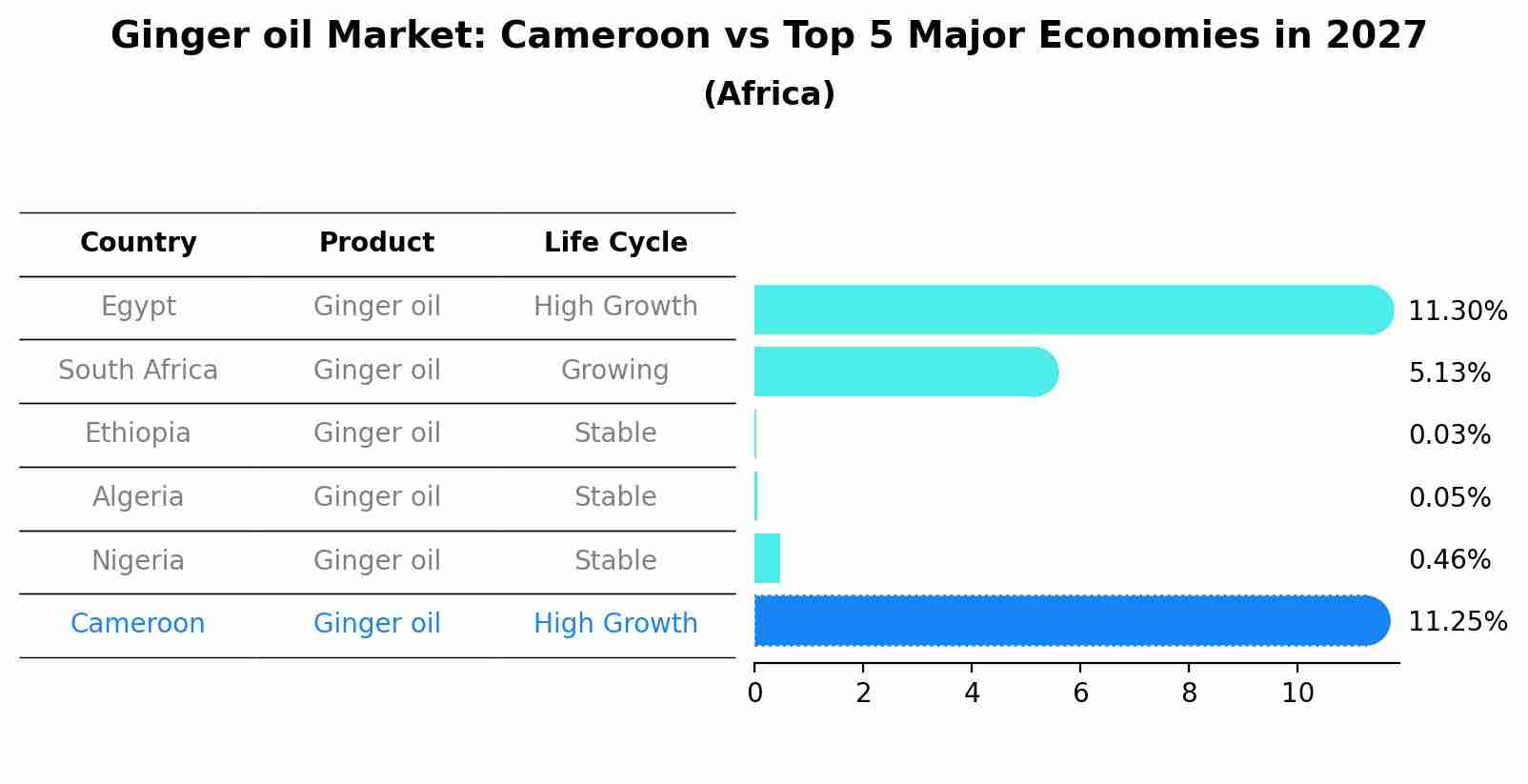Ginger oil Market: Cameroon vs Top 5 Major Economies in 2027 (Africa)