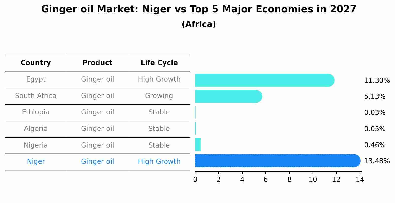 Ginger oil Market: Niger vs Top 5 Major Economies in 2027 (Africa)