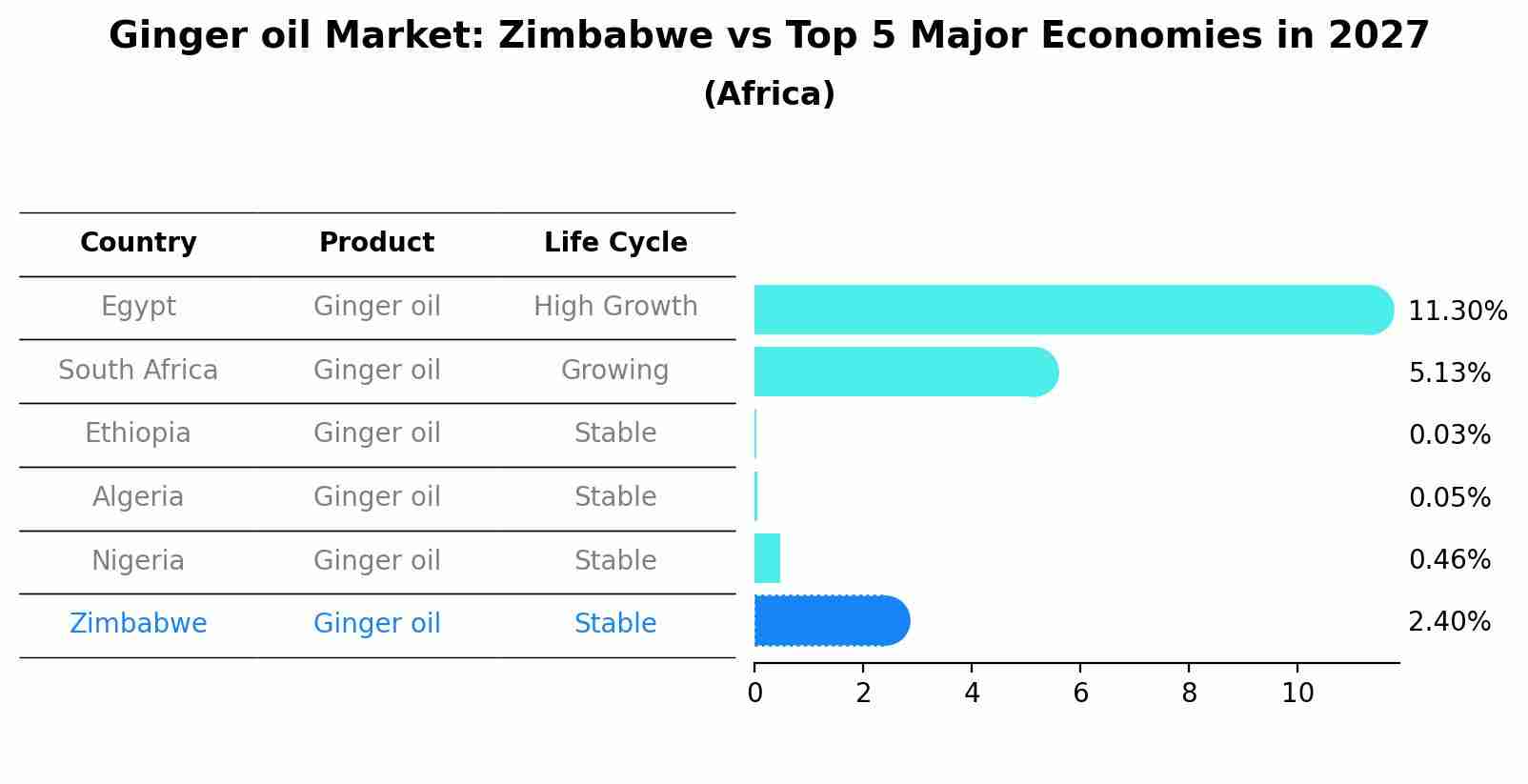 Ginger oil Market: Zimbabwe vs Top 5 Major Economies in 2027 (Africa)
