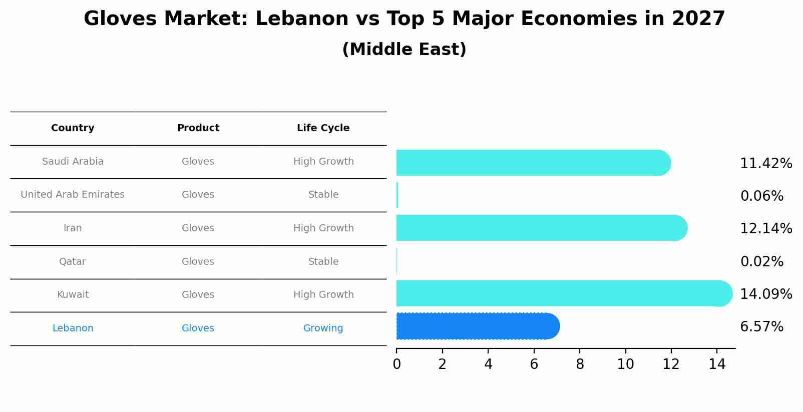 Gloves Market: Lebanon vs Top 5 Major Economies in 2027 (Middle East)