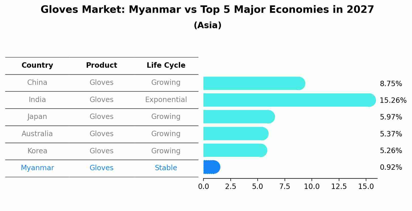 Gloves Market: Myanmar vs Top 5 Major Economies in 2027 (Asia)
