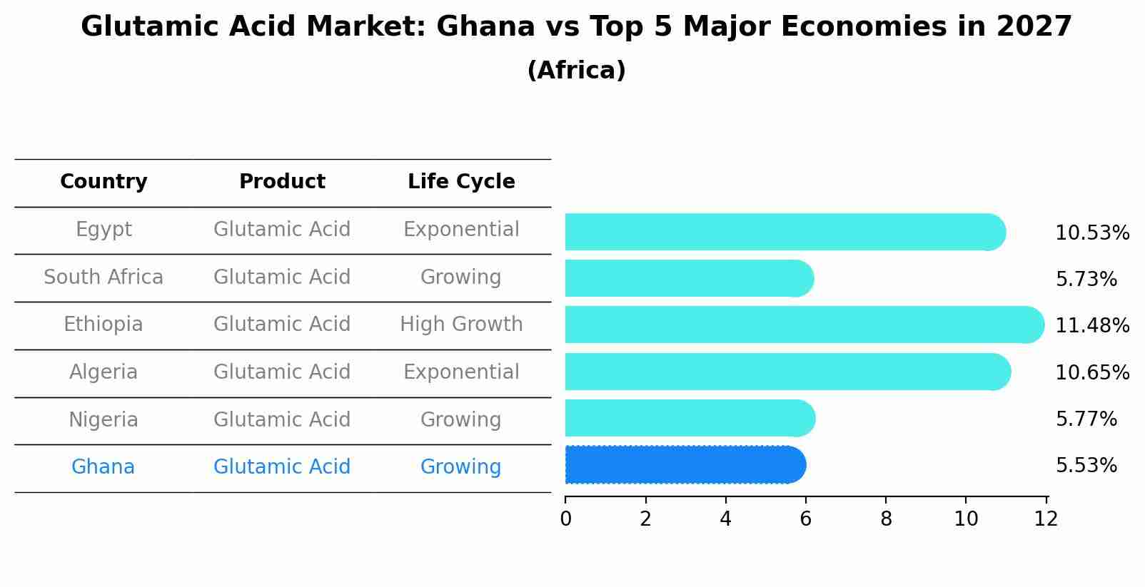 Glutamic Acid Market: Ghana vs Top 5 Major Economies in 2027 (Africa)