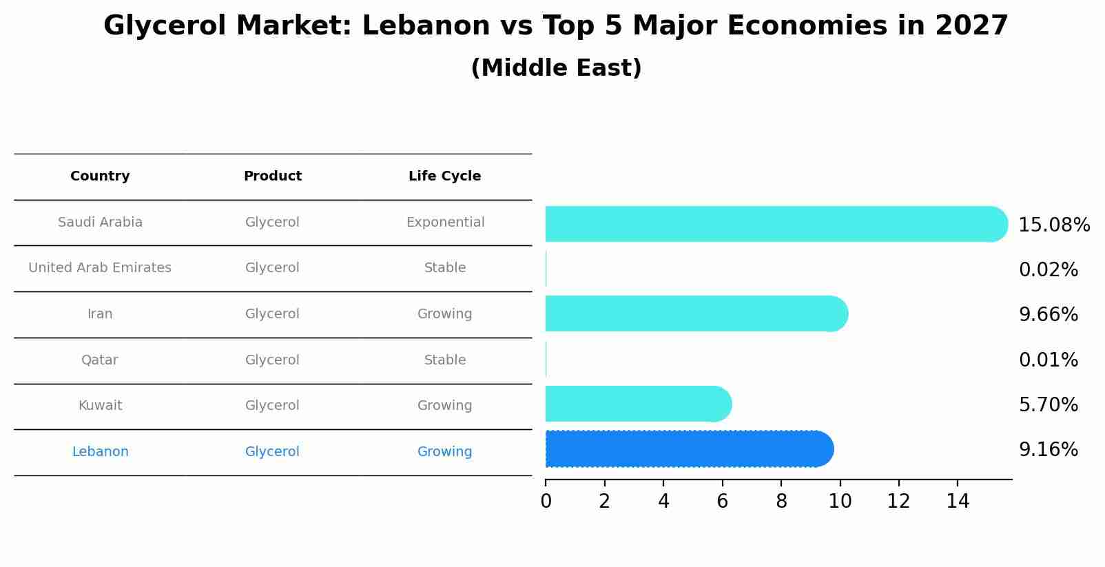 Glycerol Market: Lebanon vs Top 5 Major Economies in 2027 (Middle East)