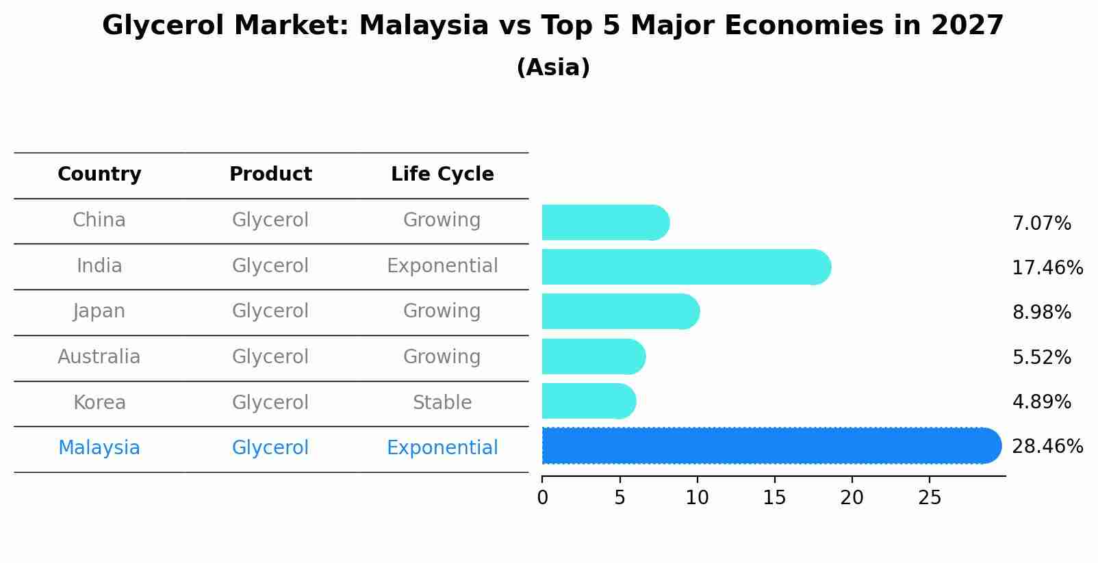 Glycerol Market: Malaysia vs Top 5 Major Economies in 2027 (Asia)
