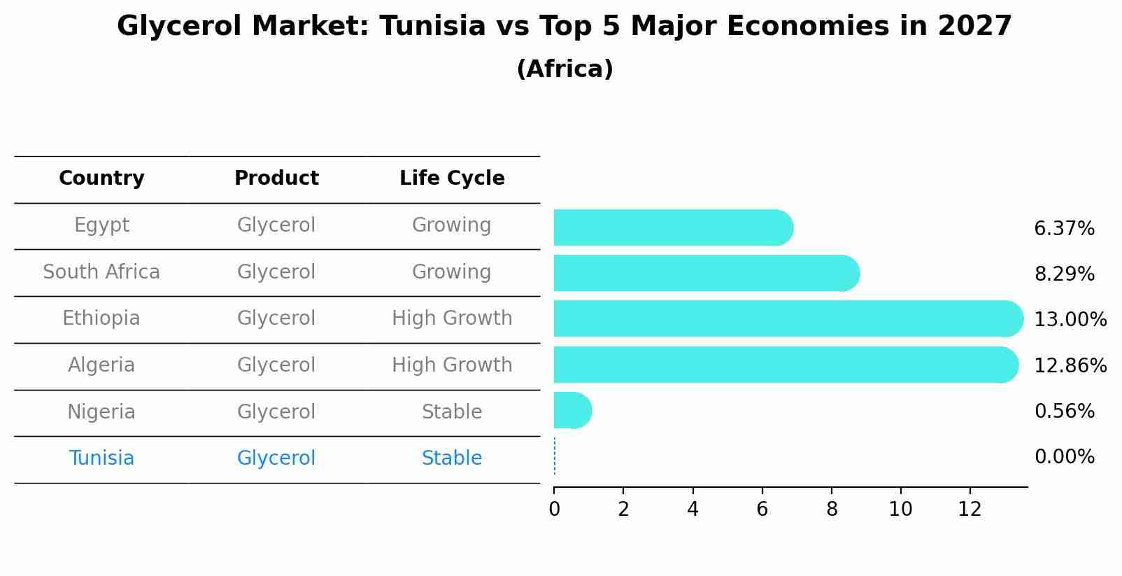 Glycerol Market: Tunisia vs Top 5 Major Economies in 2027 (Africa)