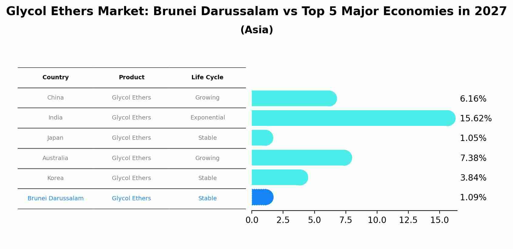 Glycol Ethers Market: Brunei Darussalam vs Top 5 Major Economies in 2027 (Asia)