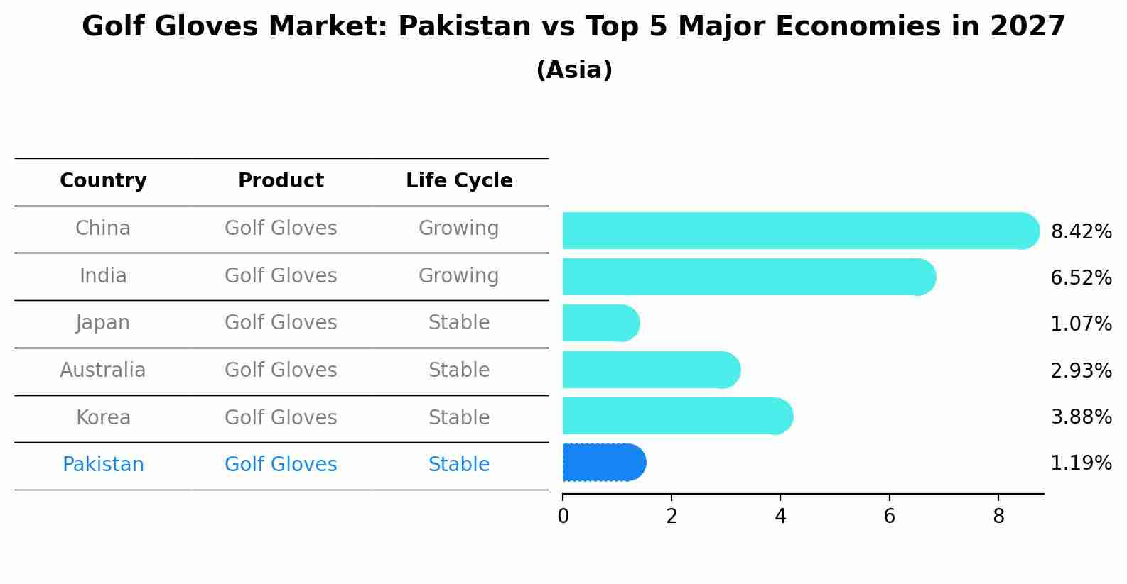 Golf Gloves Market: Pakistan vs Top 5 Major Economies in 2027 (Asia)