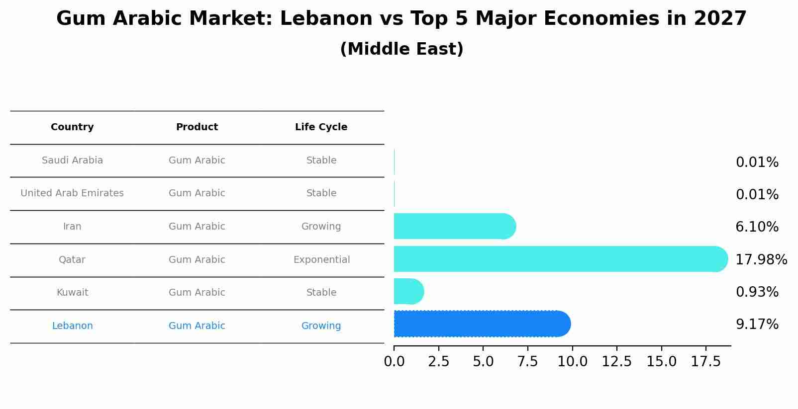 Gum Arabic Market: Lebanon vs Top 5 Major Economies in 2027 (Middle East)