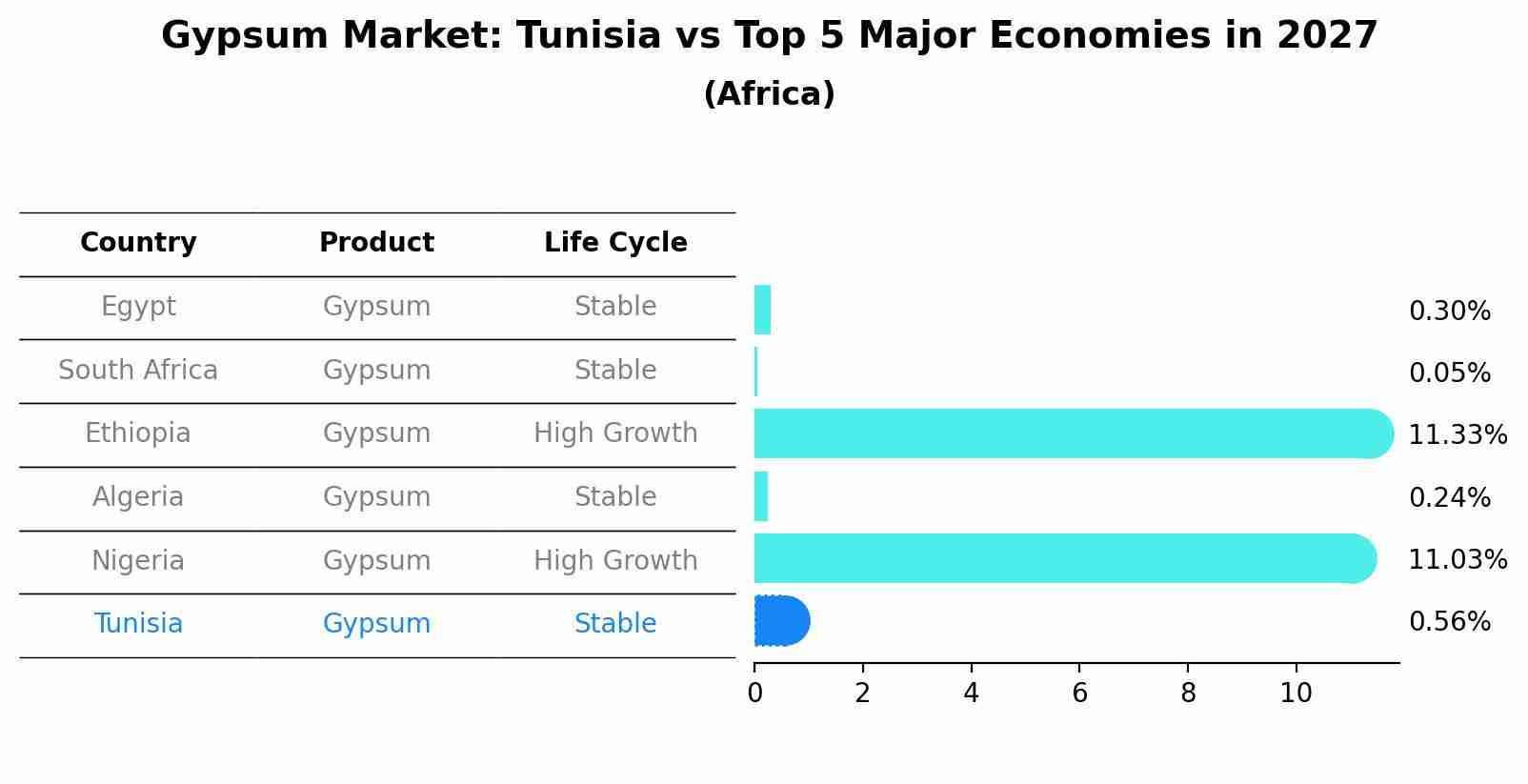 Gypsum Market: Tunisia vs Top 5 Major Economies in 2027 (Africa)