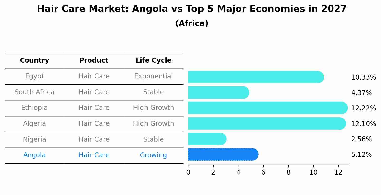 Hair Care Market: Angola vs Top 5 Major Economies in 2027 (Africa)