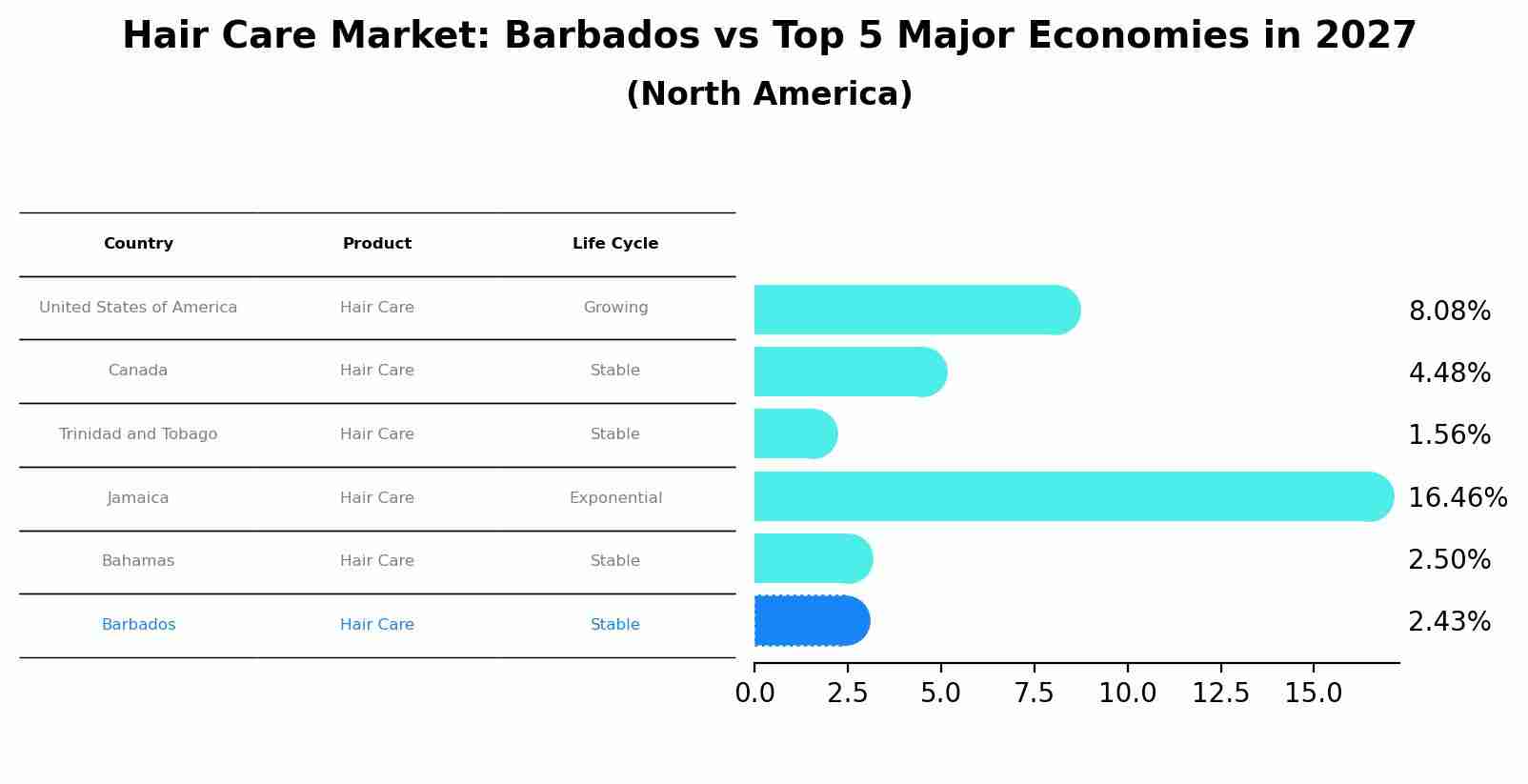 Hair Care Market: Barbados vs Top 5 Major Economies in 2027 (North America)