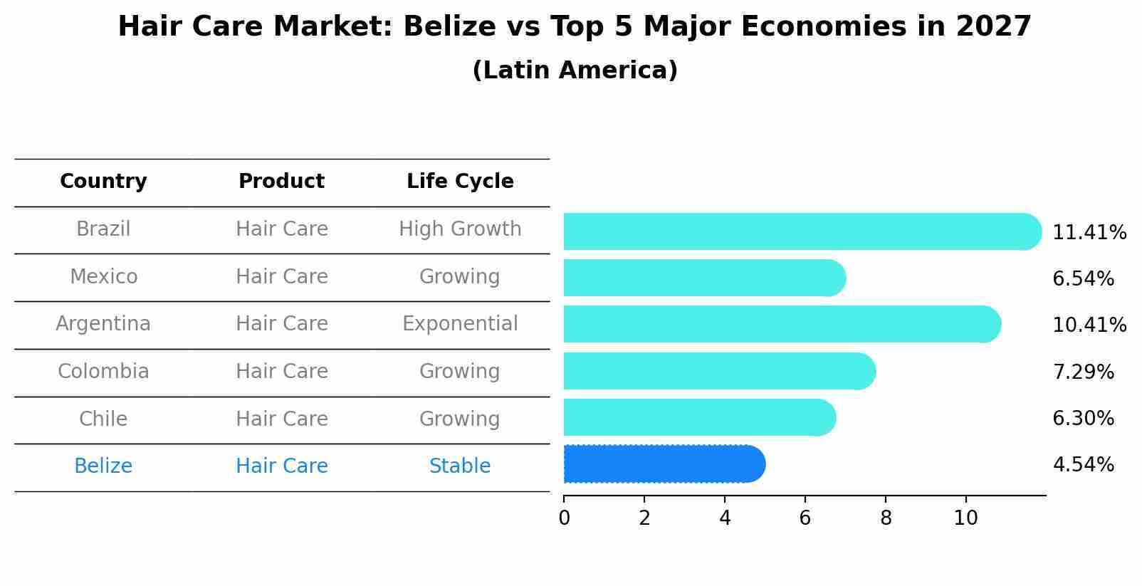 Hair Care Market: Belize vs Top 5 Major Economies in 2027 (Latin America)