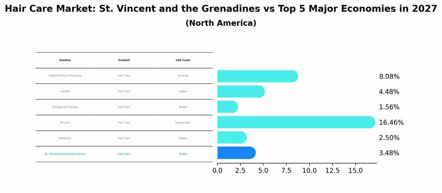 Hair Care Market: St. Vincent and the Grenadines vs Top 5 Major Economies in 2027 (North America)
