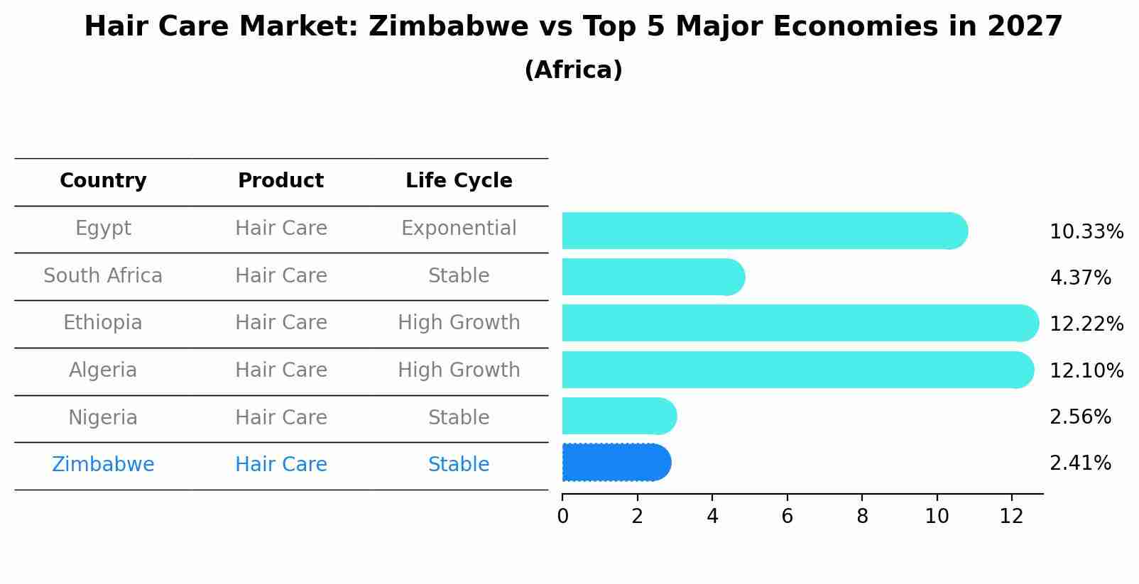 Hair Care Market: Zimbabwe vs Top 5 Major Economies in 2027 (Africa)