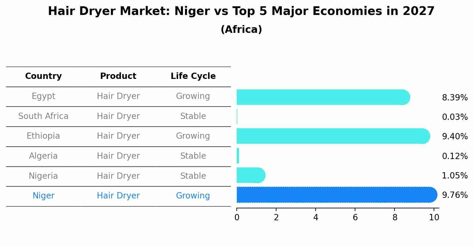 Hair Dryer Market: Niger vs Top 5 Major Economies in 2027 (Africa)
