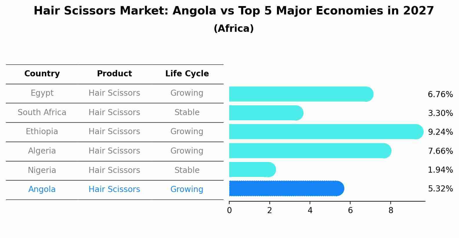 Hair Scissors Market: Angola vs Top 5 Major Economies in 2027 (Africa)