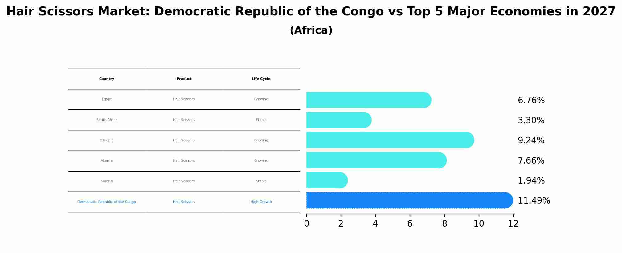 Hair Scissors Market: Democratic Republic of the Congo vs Top 5 Major Economies in 2027 (Africa)