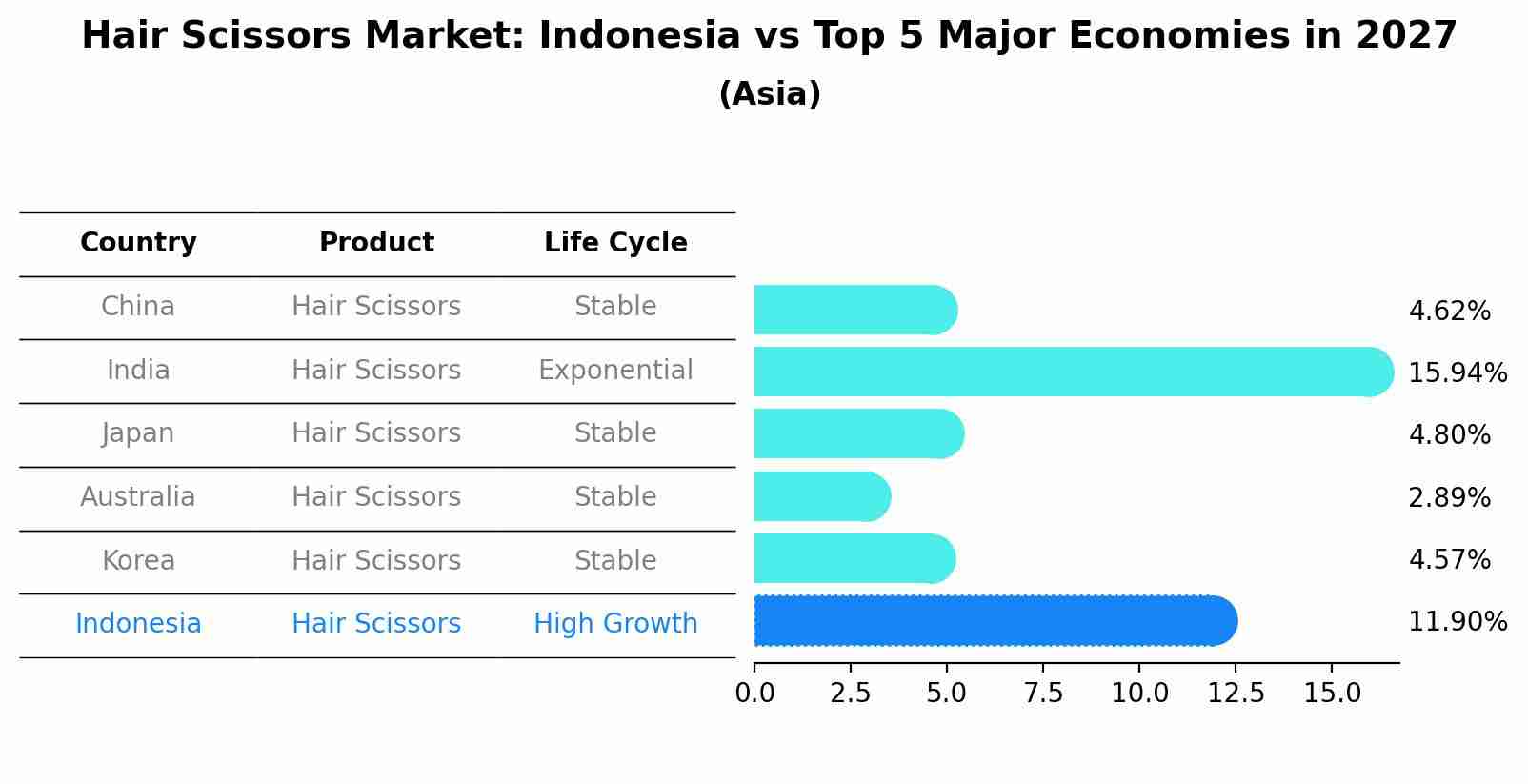 Hair Scissors Market: Indonesia vs Top 5 Major Economies in 2027 (Asia)