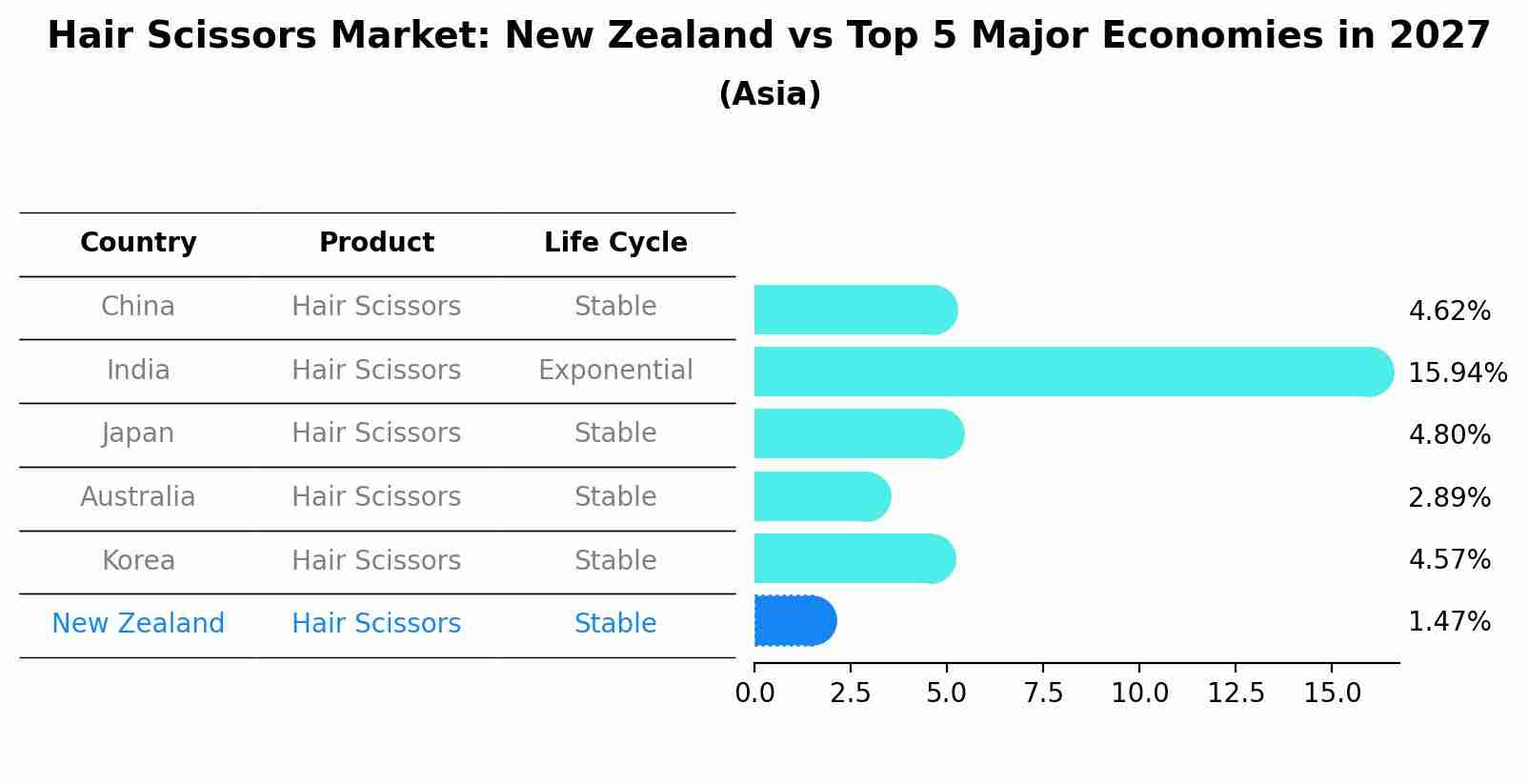 Hair Scissors Market: New Zealand vs Top 5 Major Economies in 2027 (Asia)