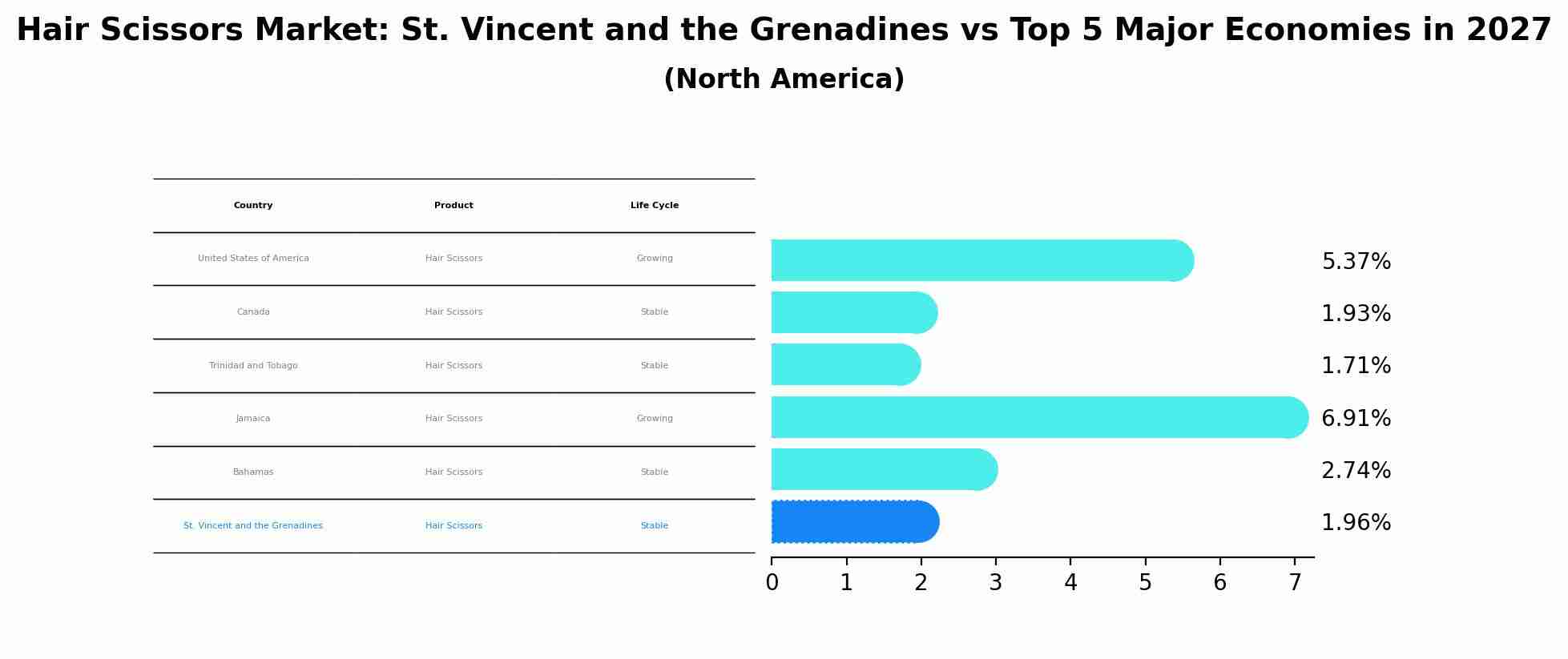 Hair Scissors Market: St. Vincent and the Grenadines vs Top 5 Major Economies in 2027 (North America)