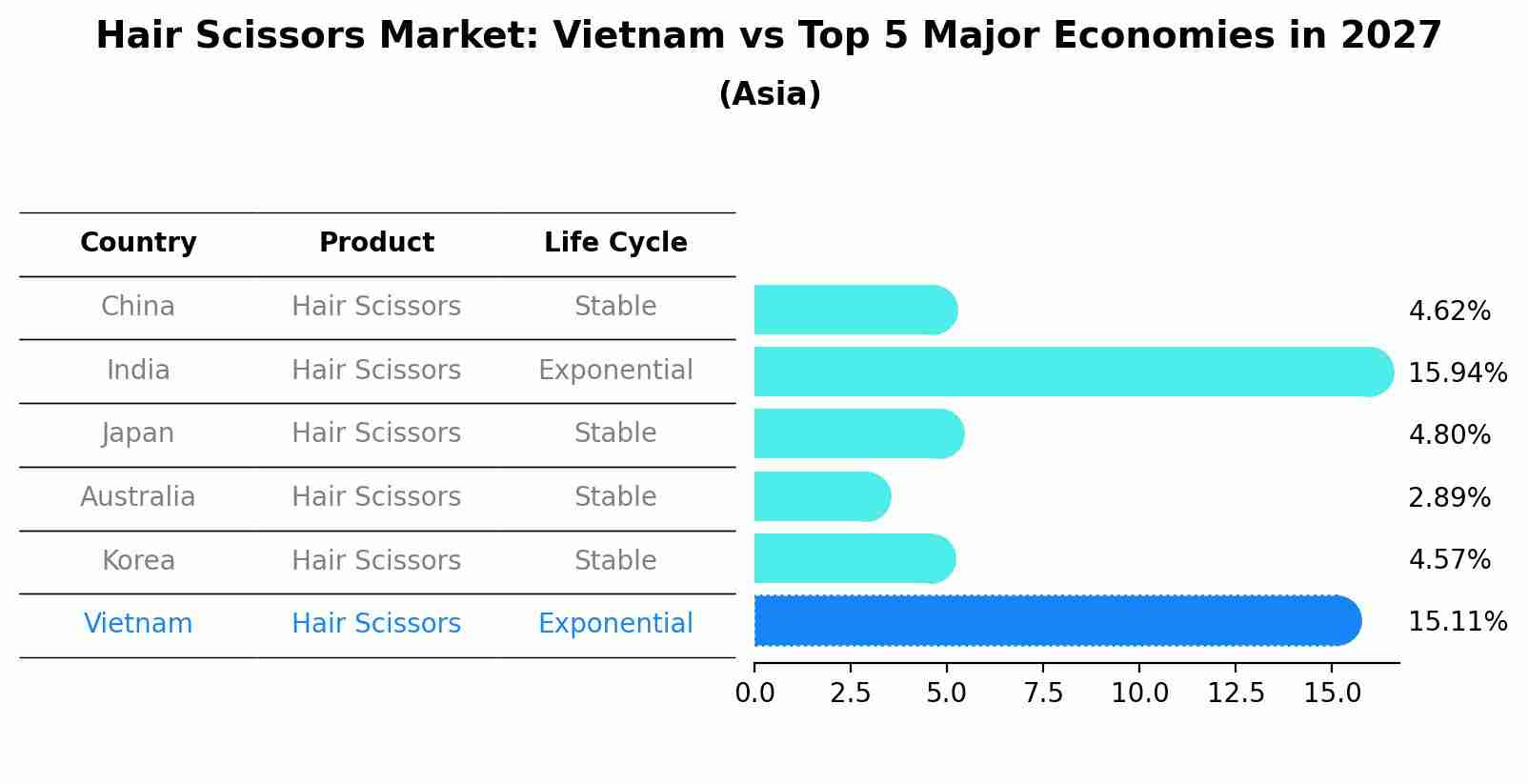 Hair Scissors Market: Vietnam vs Top 5 Major Economies in 2027 (Asia)