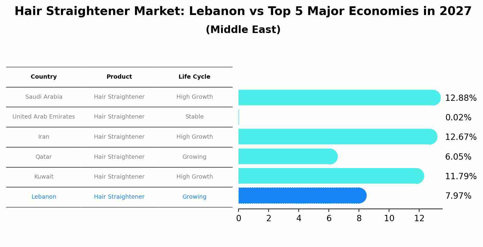 Hair Straightener Market: Lebanon vs Top 5 Major Economies in 2027 (Middle East)