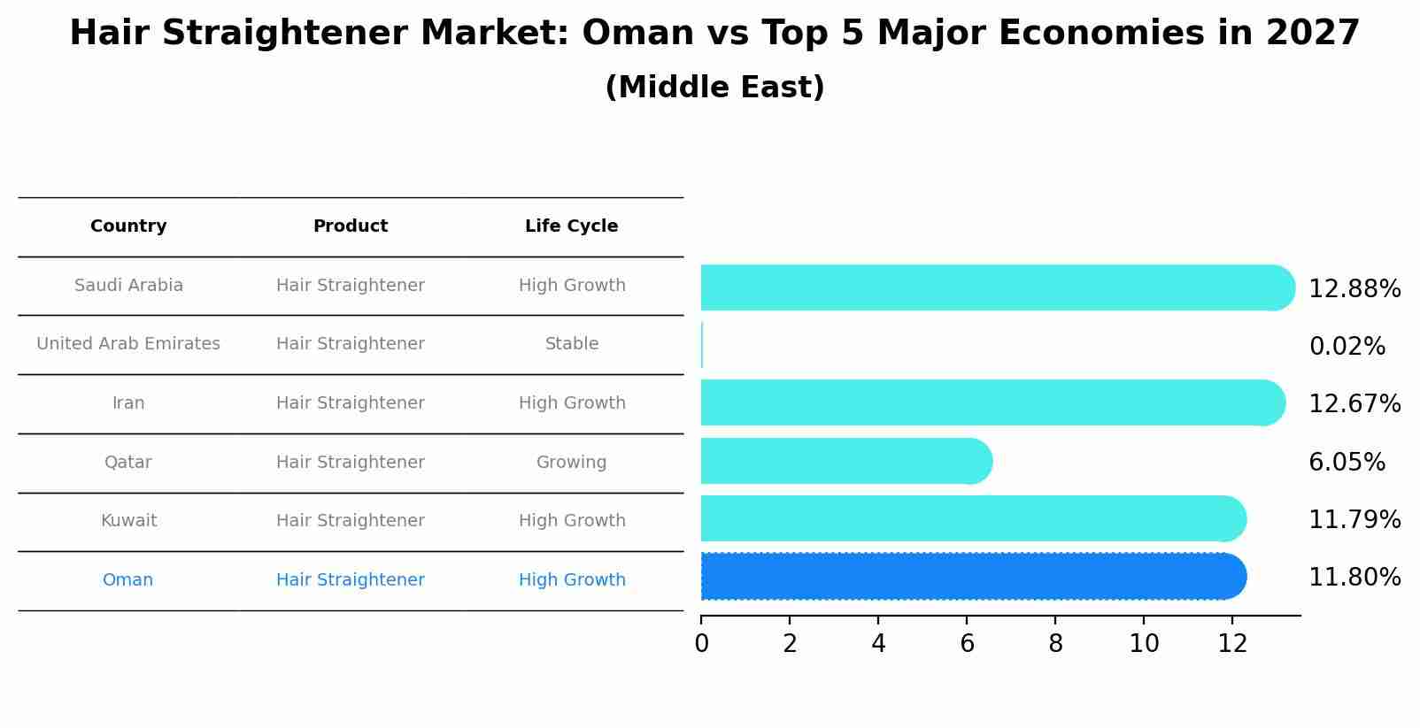 Hair Straightener Market: Oman vs Top 5 Major Economies in 2027 (Middle East)