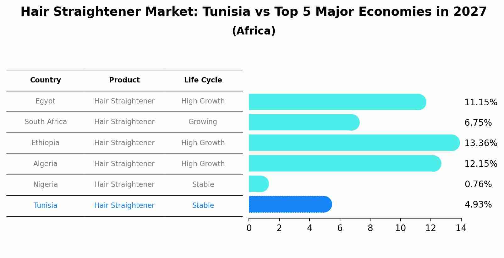 Hair Straightener Market: Tunisia vs Top 5 Major Economies in 2027 (Africa)