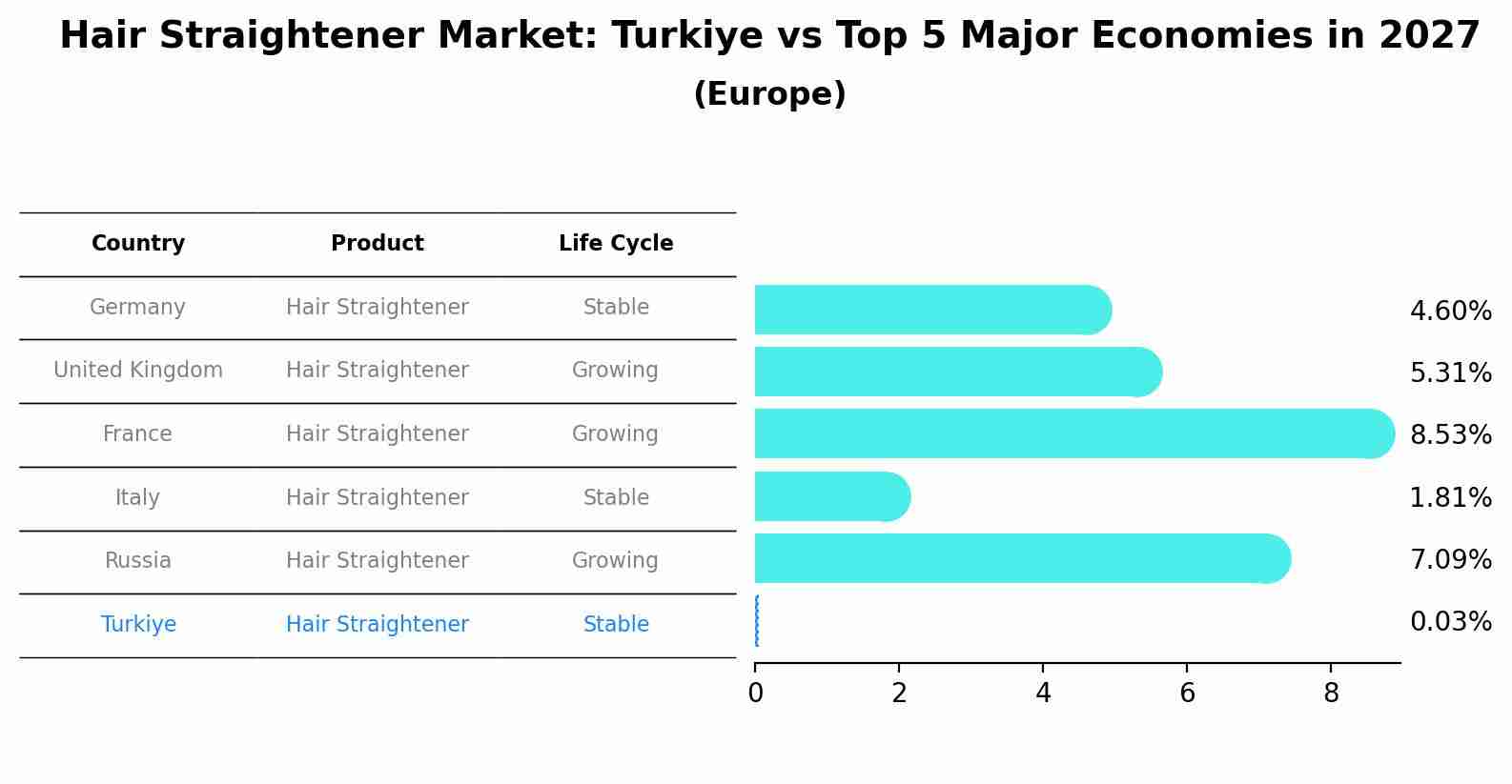 Hair Straightener Market: Turkiye vs Top 5 Major Economies in 2027 (Europe)